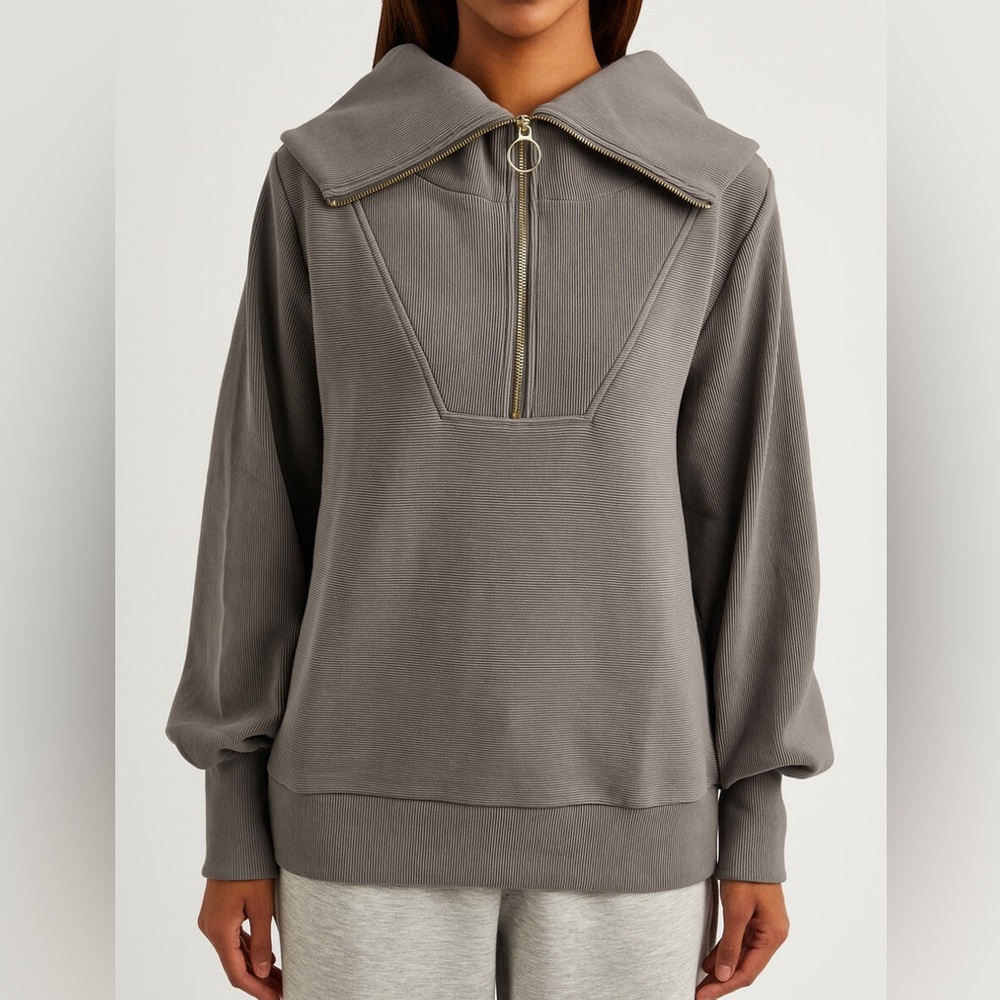 Alo Yoga Women's Muse Ribbed Hoodie Cropped Sweatshirt, XS